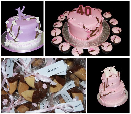 Cherry Blossom Cakes, cupcakes and Favors