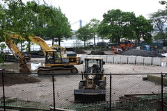 A construction project next to the amphitheater in East River Park.