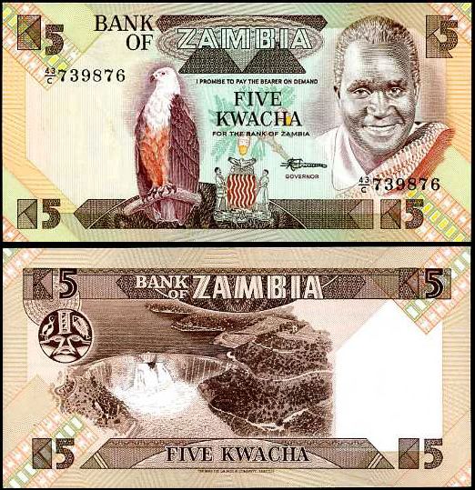 5 Kwacha Zambia 1981-8, Pick 25