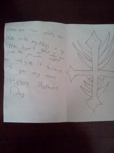 inside of Mother's Day card from Troy