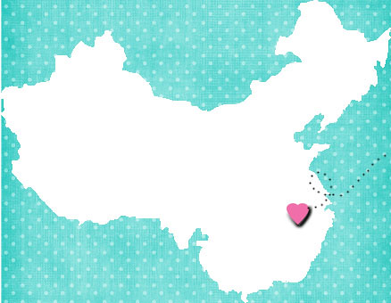 China map with pink heart