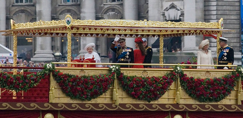 Royals waving during the Jubilee Pageant