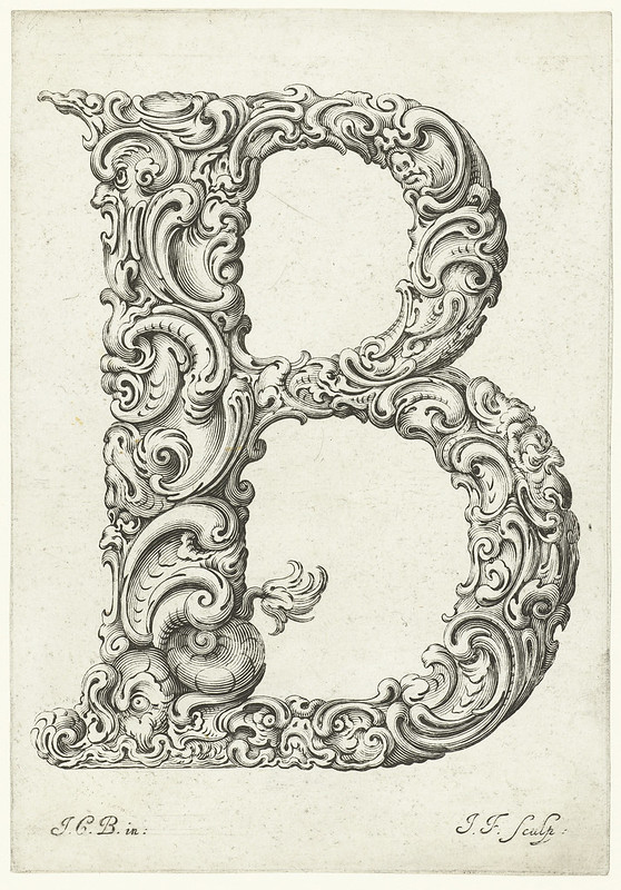 Letter 'B' - engraved fantasy, organic, botanical letter design