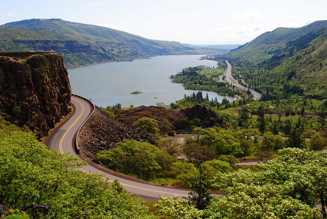 Interstate 84, the Historic Columbia River Hwy, and the Columbia River - Tom McCall Preserve - Eastern Columbia River Gorge