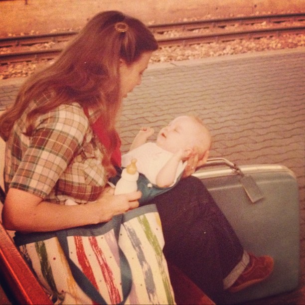 I'm pretty sure this is wear my love of #vintage #suitcases began. (That's me with my mom in Germany).