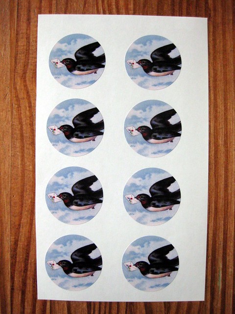 Letterbird seals, set of 8