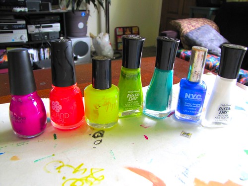 colors for nail marbling. Step 2: Gather supplies–several colors of nail