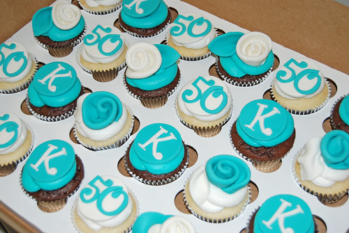 Tiffany Blue 50th birthday cupcakes