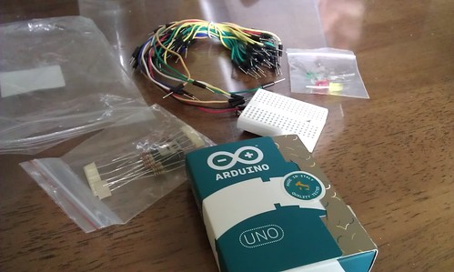 Arduino & random components have arrived. Now to make lights blink! #testsketch