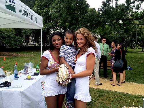 Bronson with NFL Washington Redskins Cheerleaders. On the opening day of the USDA Farmers Market on June 1, 2012, kids had the opportunity to participate in  a day filled with hands-on activities to help enhance their commitment to healthy eating and 60 minutes of physical activity every day.