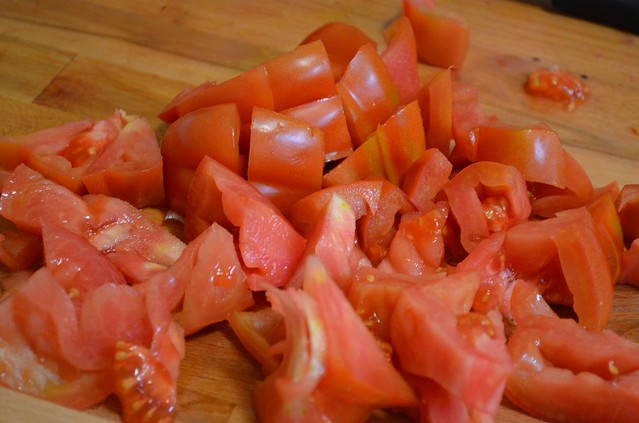 tomatoes on chopping block