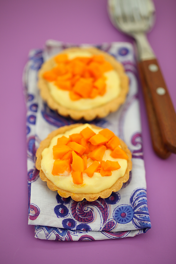 Eggless Custard Tarts With Mangoes Or Other Fruits