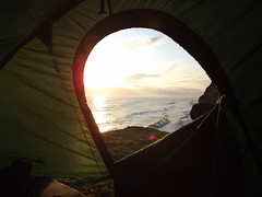 Camping by the sea.