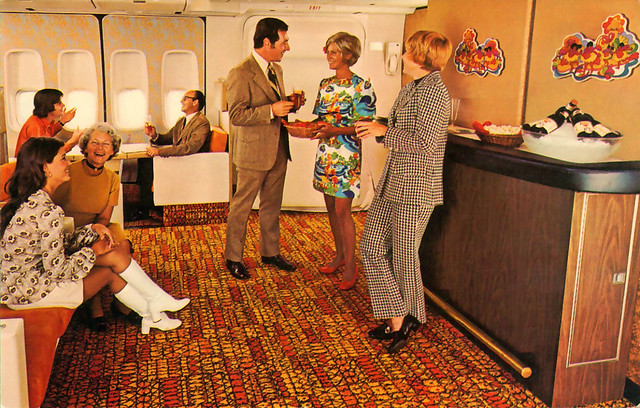 1970 ... 'coach' lounge 747 Jumbo-Jet