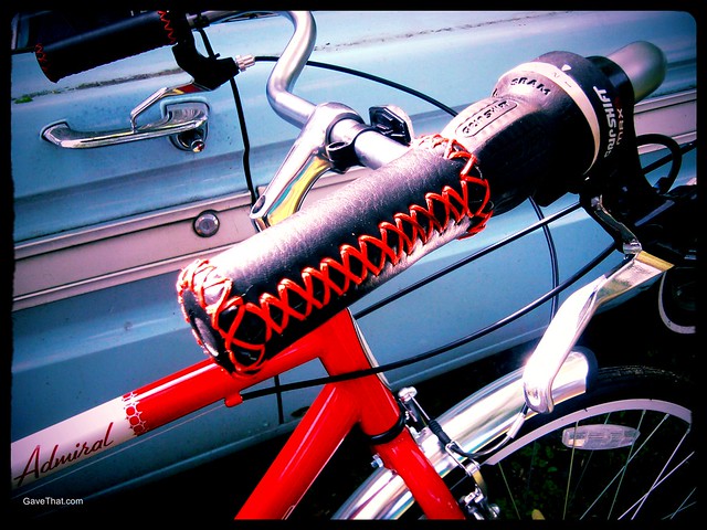 Red stitching on my bike