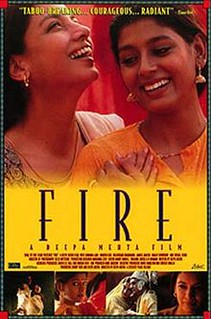 The poster for Fire. It features the two main women smiling and laughing next to one another.