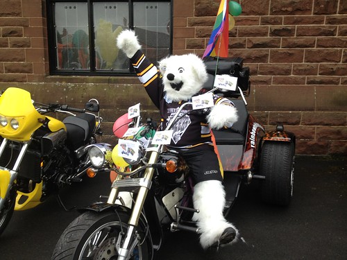 Rainbow Trike Tours with Flintshire Freeze Mascot