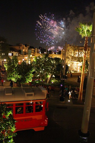 Disneyland fireworks from Carthay Circle Restaurant balcony