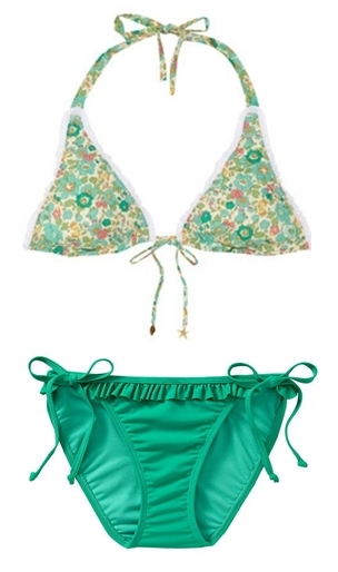 Mix and match green and floral bikini swimsuit