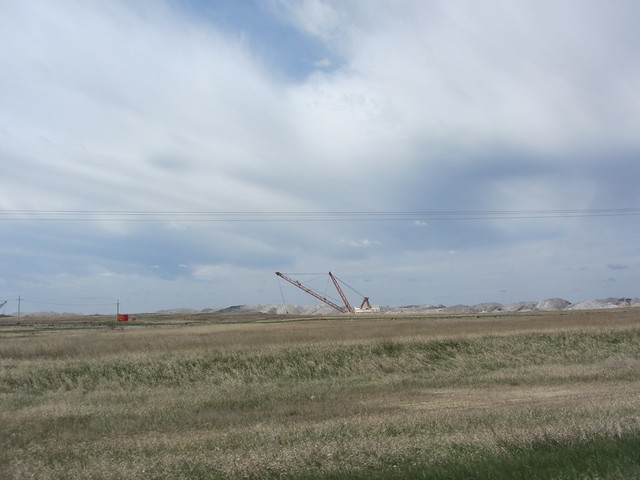 Cranes digging for coal south of Estevan Saskatchewan