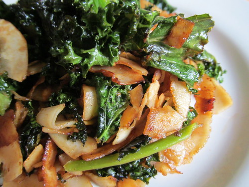 cooked coconut kale