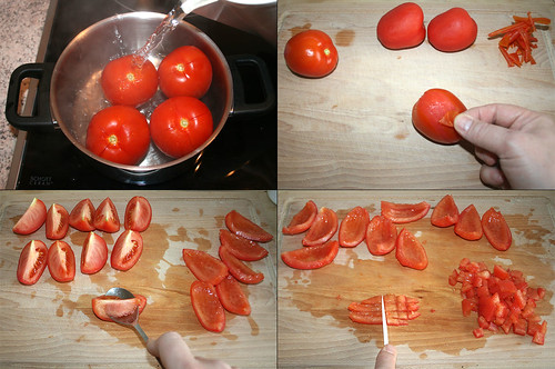 13 - Tomaten schälen, entkernen & würfeln / Peel, remove core & dice tomatoes