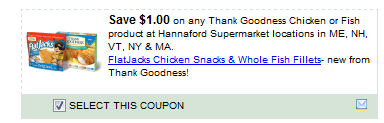 non Any One (1) Thank Goodness Chicken Or Fish Product At Sweetbay Locations In Fl Only. Coupon
