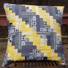yellow and grey zigzig cushion