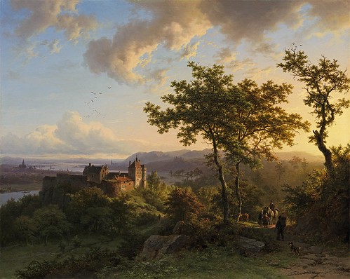Barend Cornelis Koekkoek - Summer Wooded Landscape with a Castle [1851] by Gandalf's Gallery