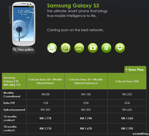 Samsung Galaxy SIII / Samsung Galaxy S3 Celcom Plan
