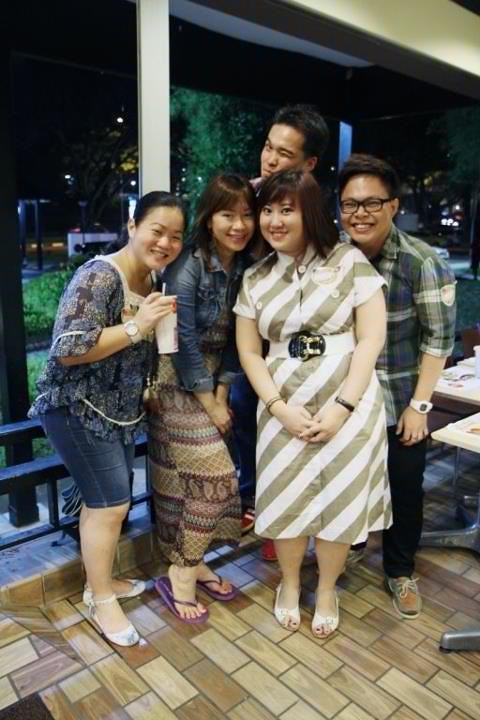 Here's one of our customers, Grace Tan, wearing GDO from HEAD TO TOE for her birthday! Grace (girl on right) is smiling away here in a vintage striped dress, belt and "nurse" shoes from Granny's Day Out.  All her friends loved her outfit. So do we!