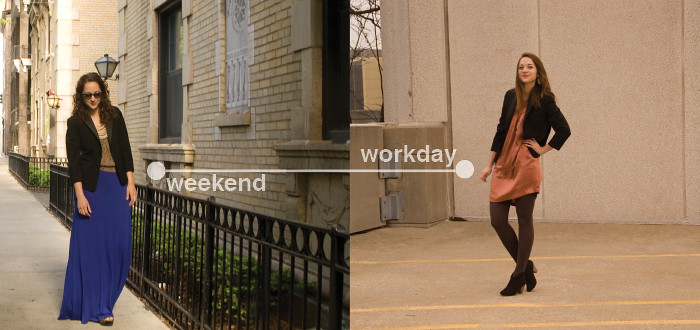 workday to weekend, tiny tuxedo jacket, remix, ootd, how to wear, one piece many ways, previously on