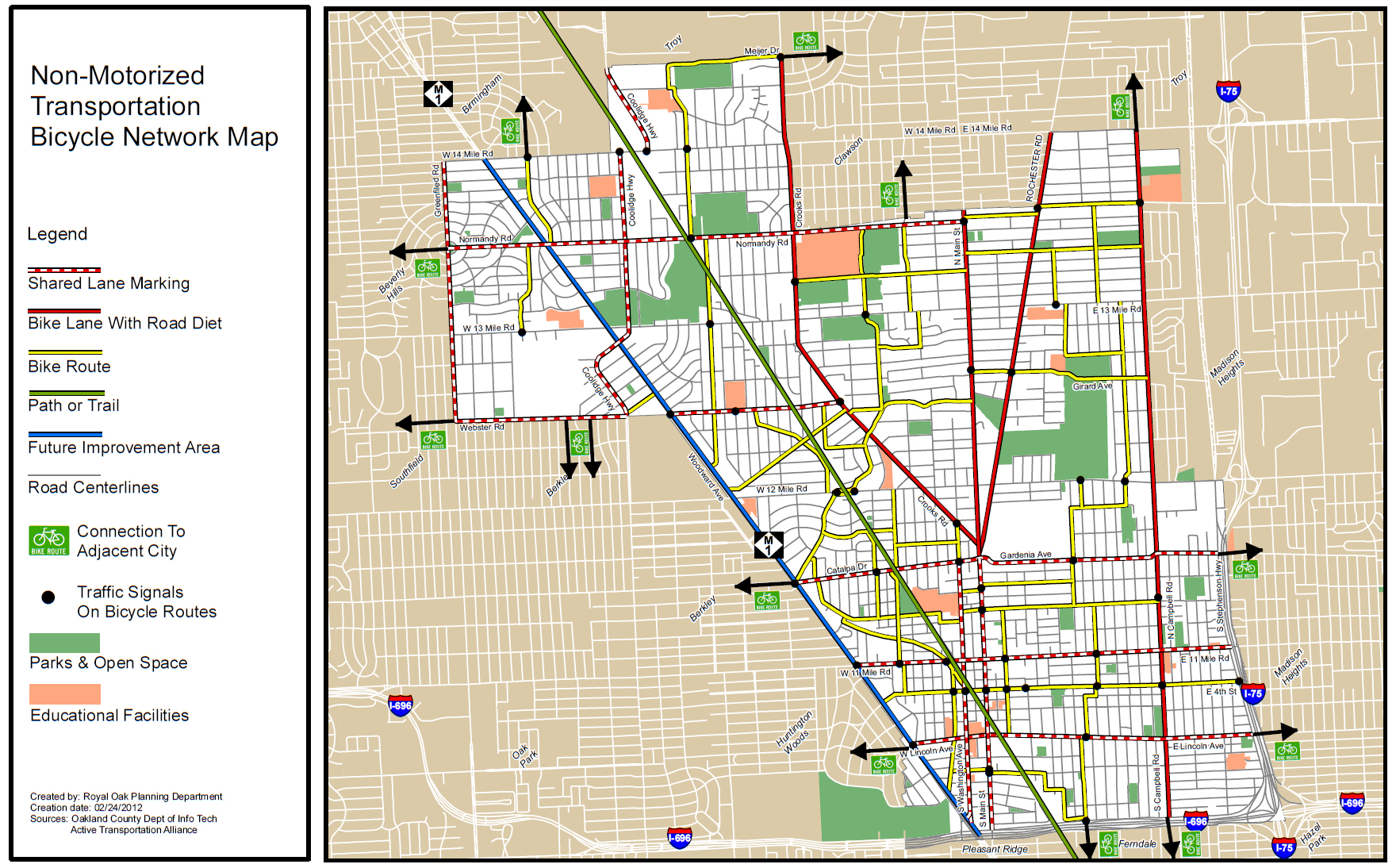 Royal Oak Rolls Out Bicycle Network Map Complete Streets