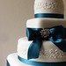 W062 - Four Tier Teal Ribbon Lace Cake
