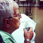 Dad in the hospital. Breathing treatment.