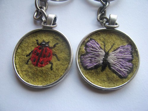 Embroidered Ladybird and Butterfly Keyring by Handmade and Heritage