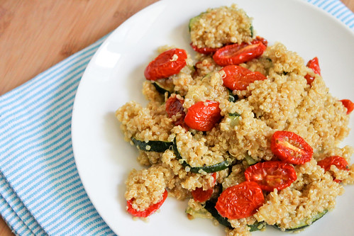 Roasted Zucchini and Tomato Quinoa with Balsamic Dressing