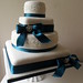 W062 - Four Tier Teal Ribbon Lace Cake (4)