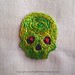 Zombie Skull miniature embroidery in silk