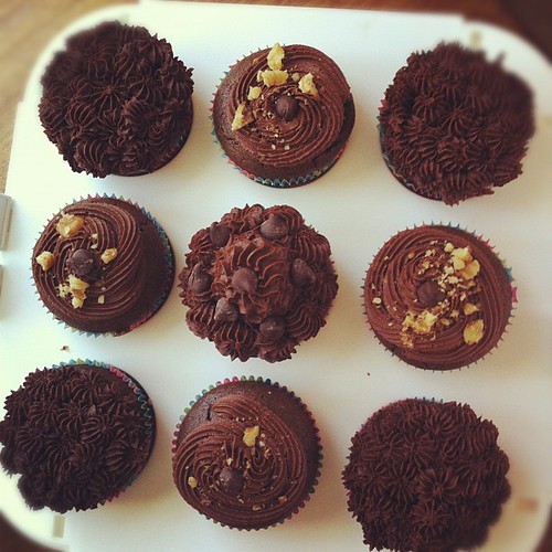 Gluten-free, Vegan Chocolate Cupcakes made by my sis