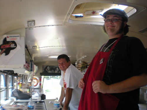 Staff on the Yellow Submarine Food Bus