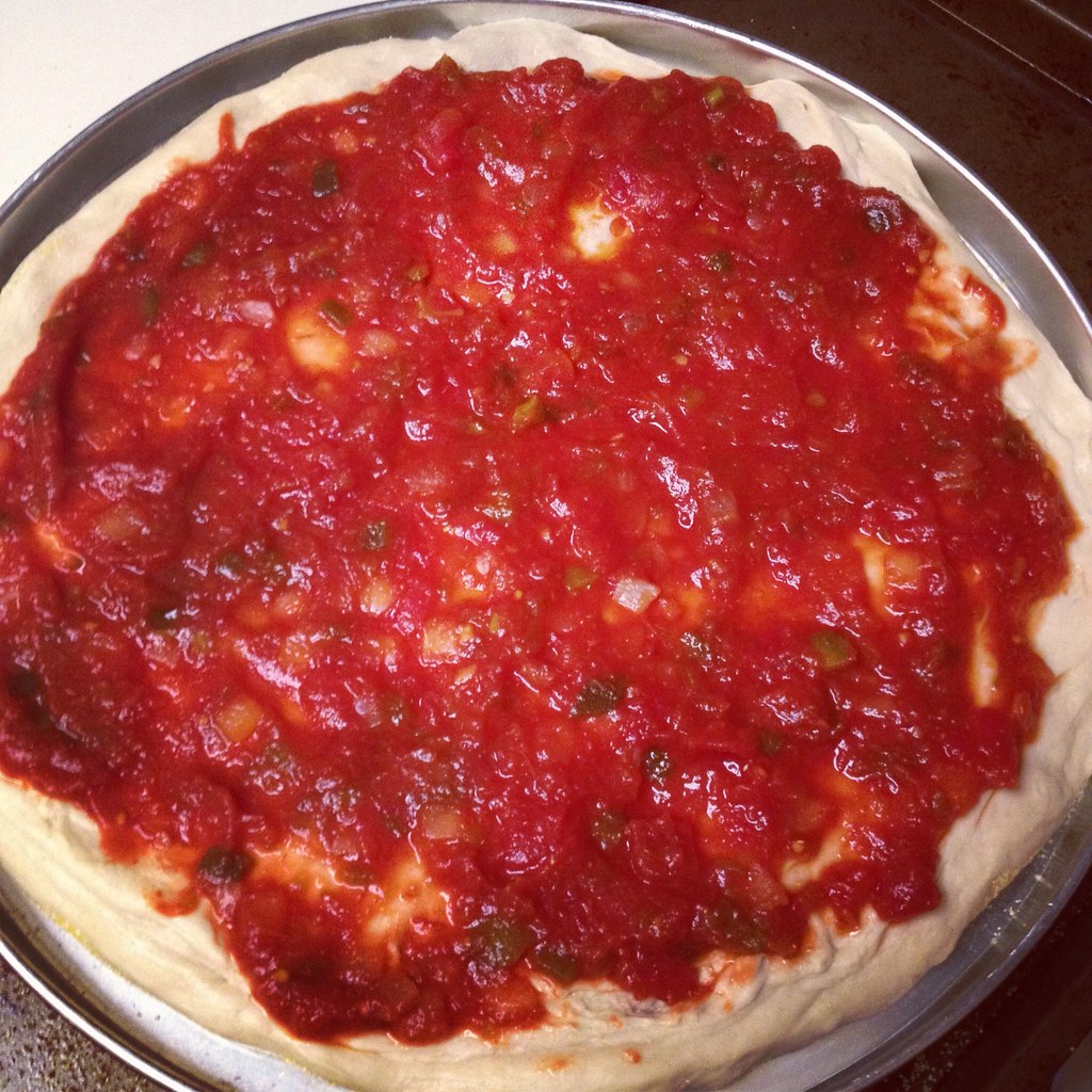 Pizza with salsa sauce