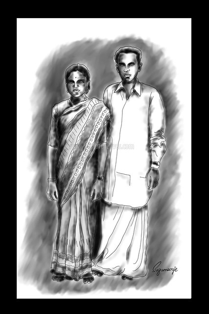 Parents,  charcoal, caricaturist-sugumarje, caricature, drawing, dad. mom. father, mother, portrait