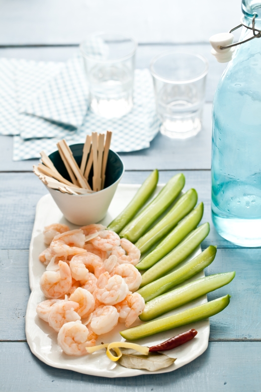 Pickled Shrimp and Cucumber Spears