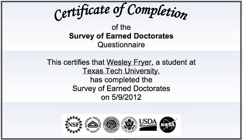 Survey of Earned Doctorates Completed