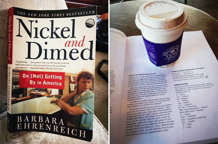 nickel and dimed book and coffee