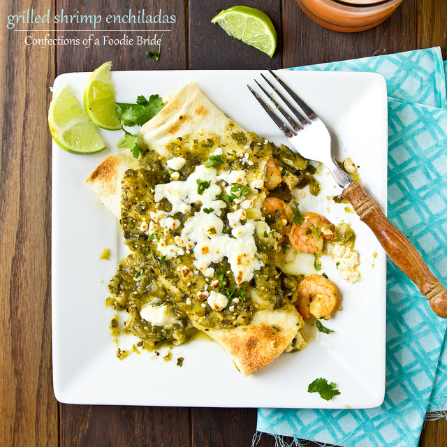 Shrimp Enchiladas with Grilled Salsa Verde