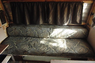 Trailer Couch/Bed and Curtains