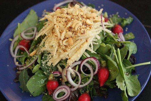 Mixed Greens Salad with Jicama, Peanut, Radish, and Rice Vinegar Dressing