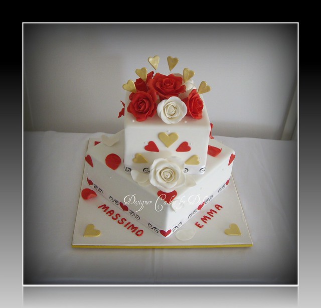 Red White Gold Wedding Cake This is a cake similar to one that I have 
